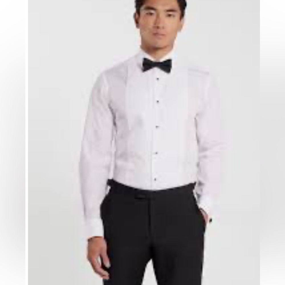 T.M.Lewin pleat front textured Classic White Dress Shirt
